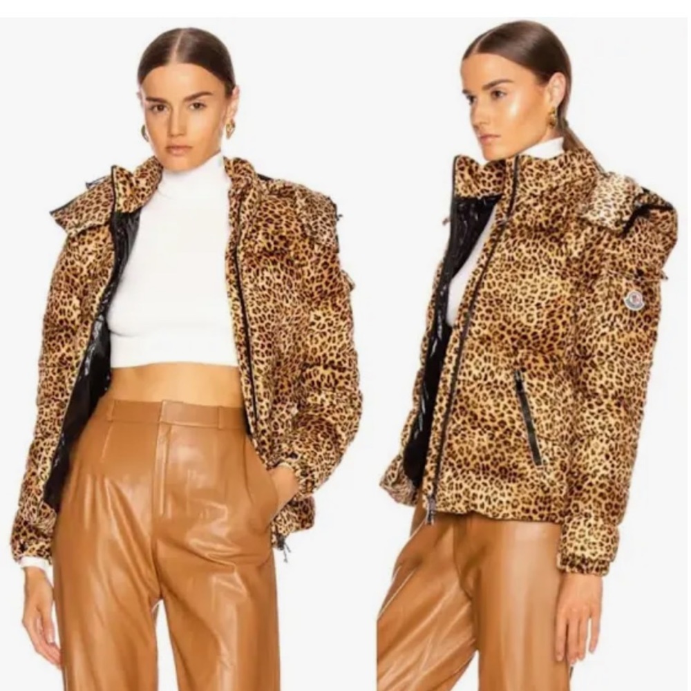 Authentic moncler women  animal print coat jacket Brady giubbotto size 4/XL new